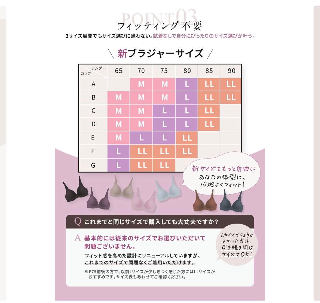 もちフィットブラジャー LLサイズ 3枚セット