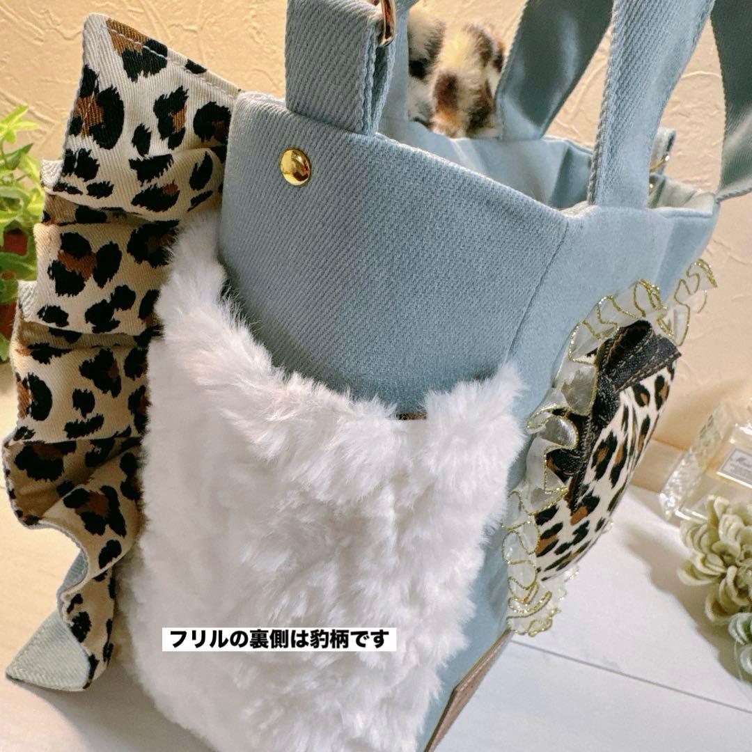 さ*ー様 コヤンイサムチョン♡bigハチワレにゃんこの着ぐるみデニムフリルトート
