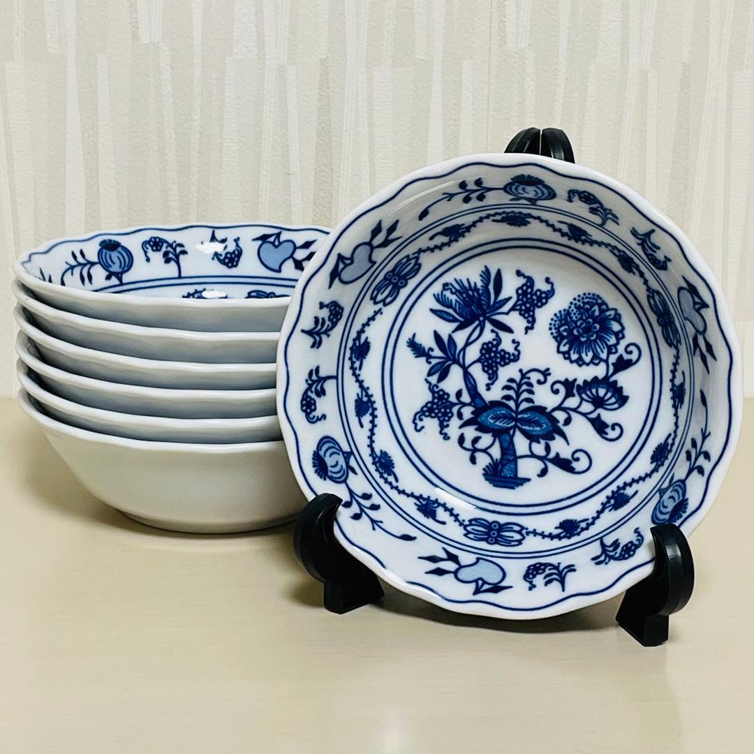 カールスバード ボヘミア ブルーオニオン 深皿 ボウル 小鉢 14.5cm 7個