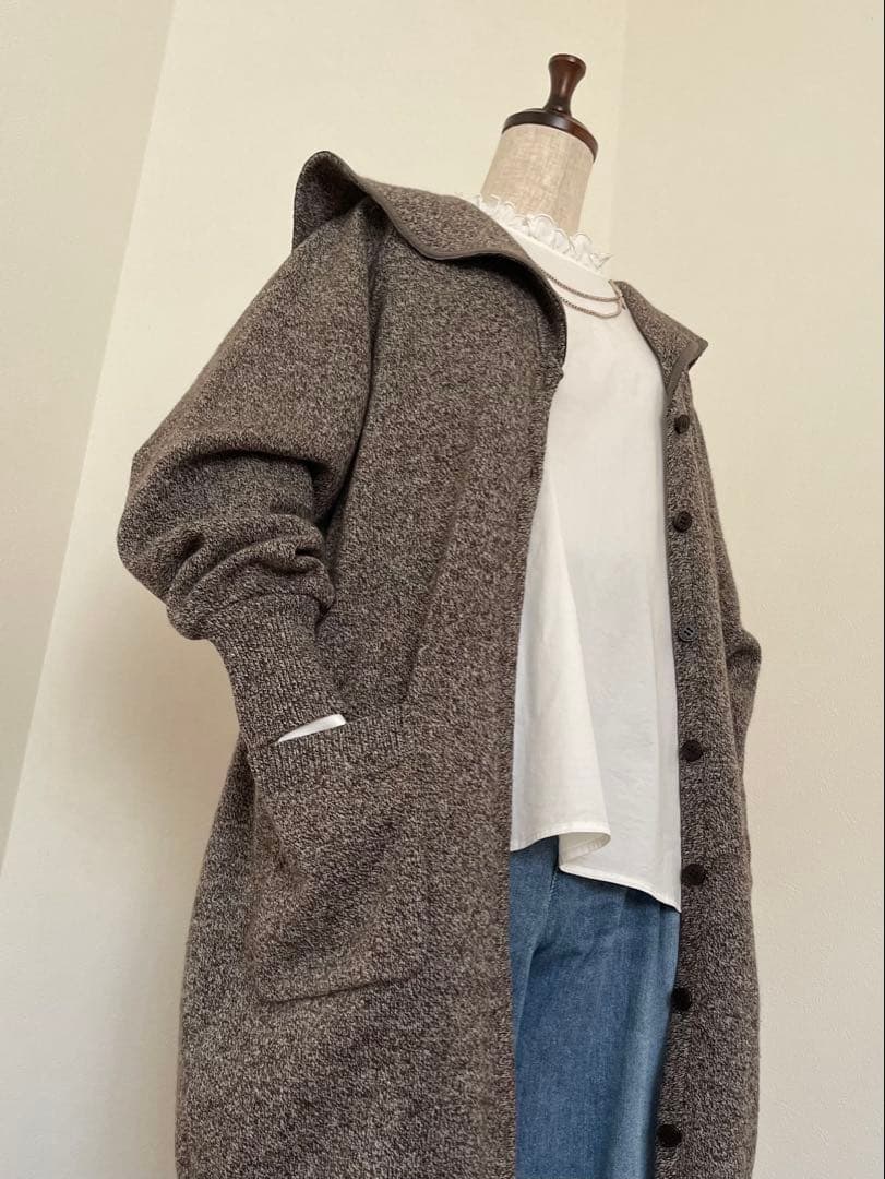 【BALLY】ミックスウール襟付きカーディガン