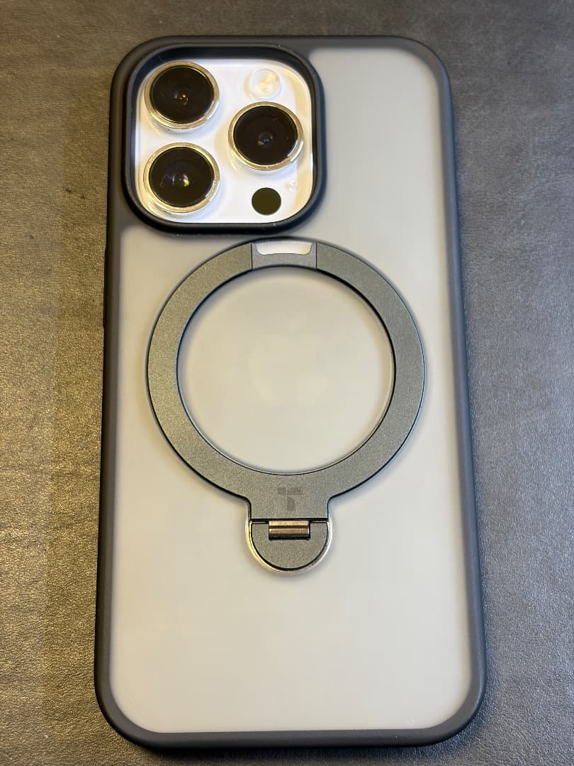 iPhone14Pro シルバー128G+TORRASゼンマイ式ケース