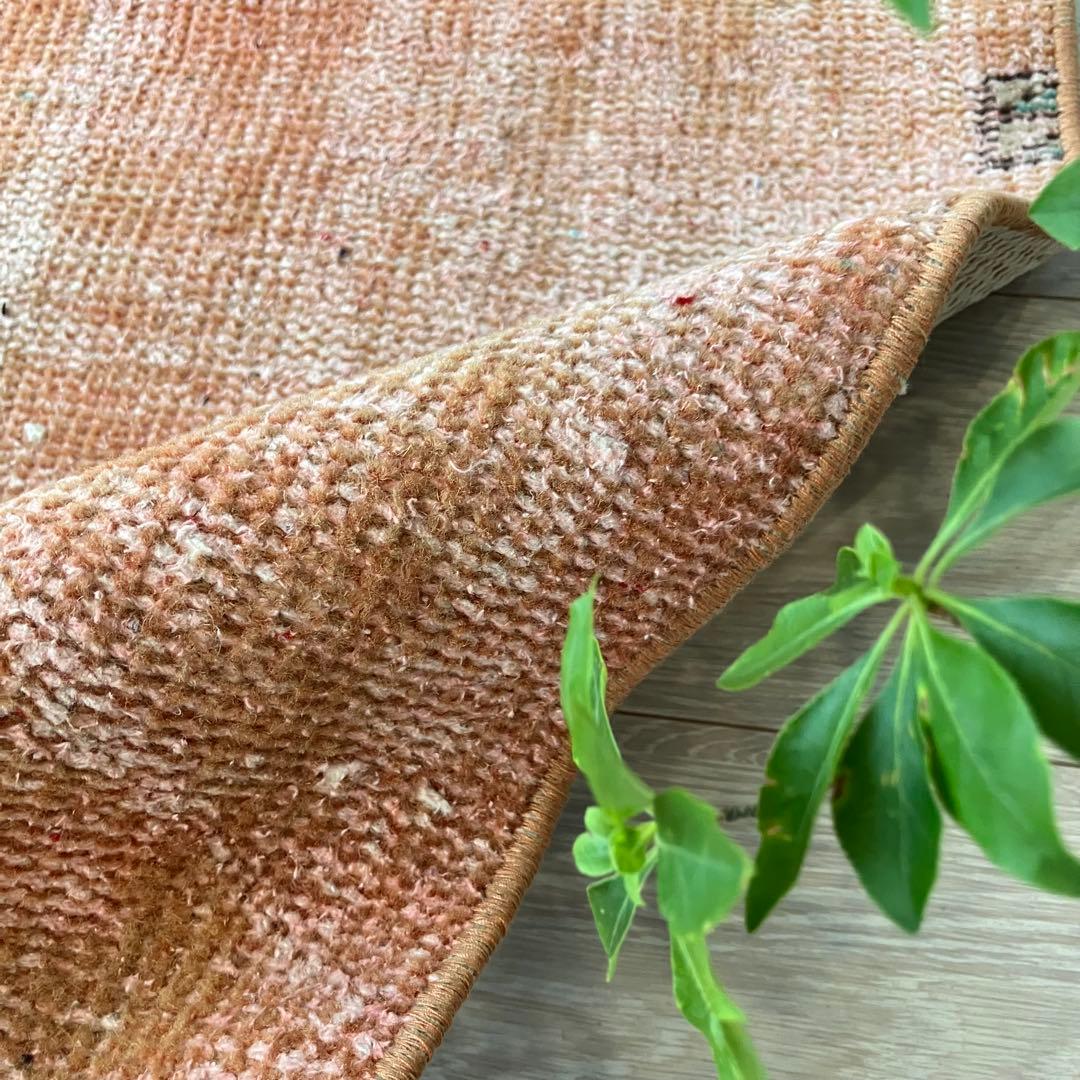 オレンジ✳︎95×46 グリーン　アート　シャンデリア　トルコヴィンテージラグ