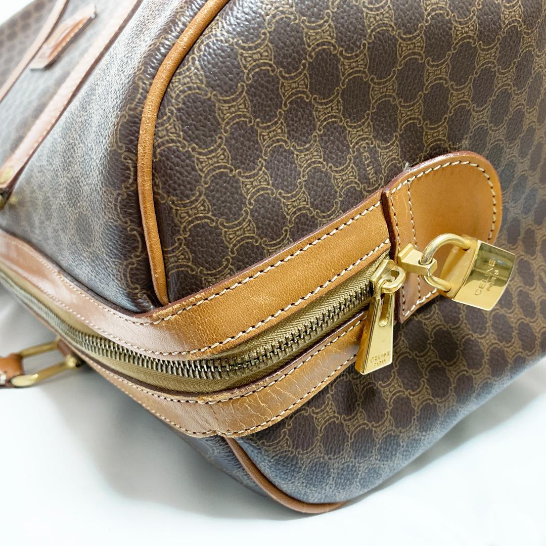 CELINE ボストンバッグ マカダム柄 PVC レザー ゴールド金具
