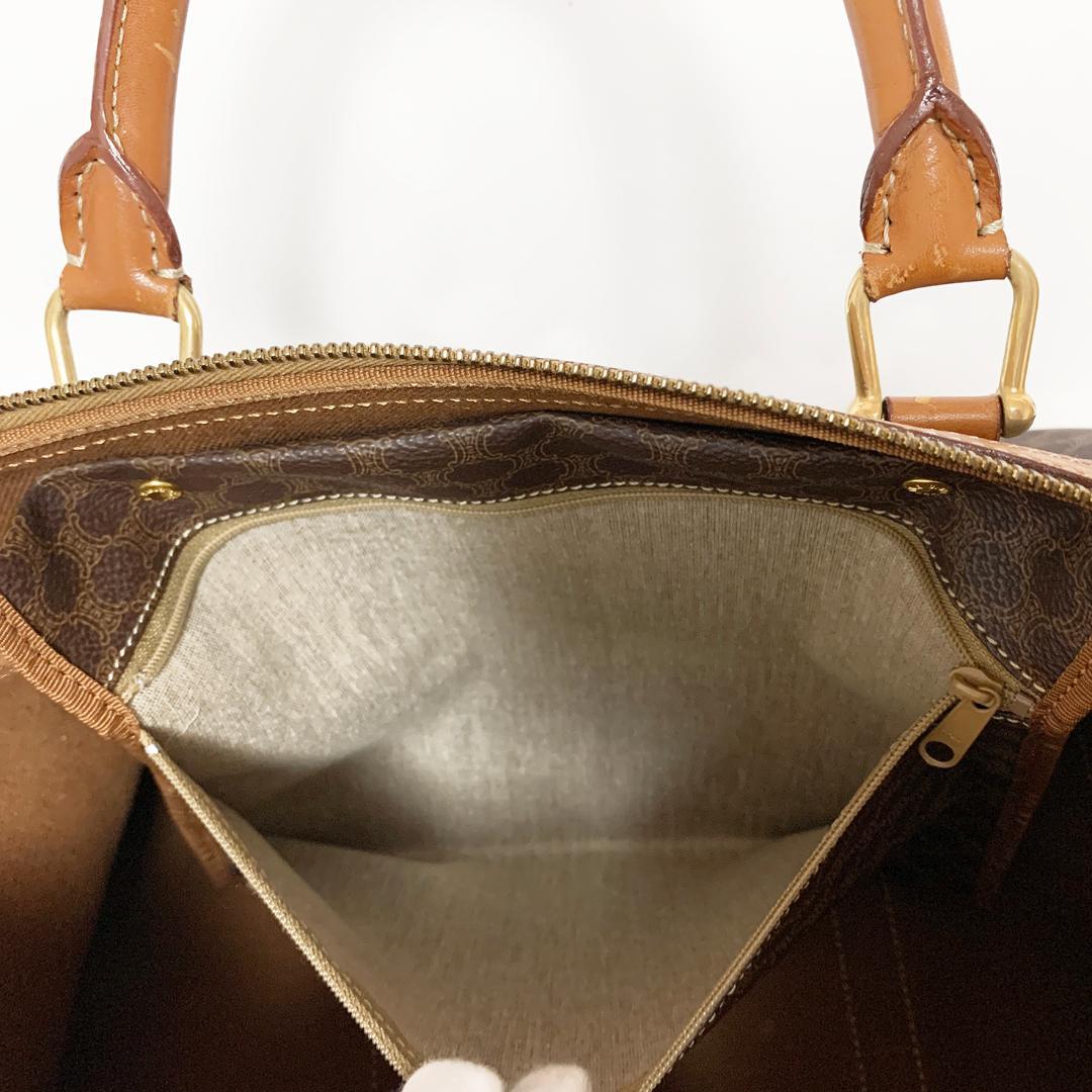 CELINE ボストンバッグ マカダム柄 PVC レザー ゴールド金具