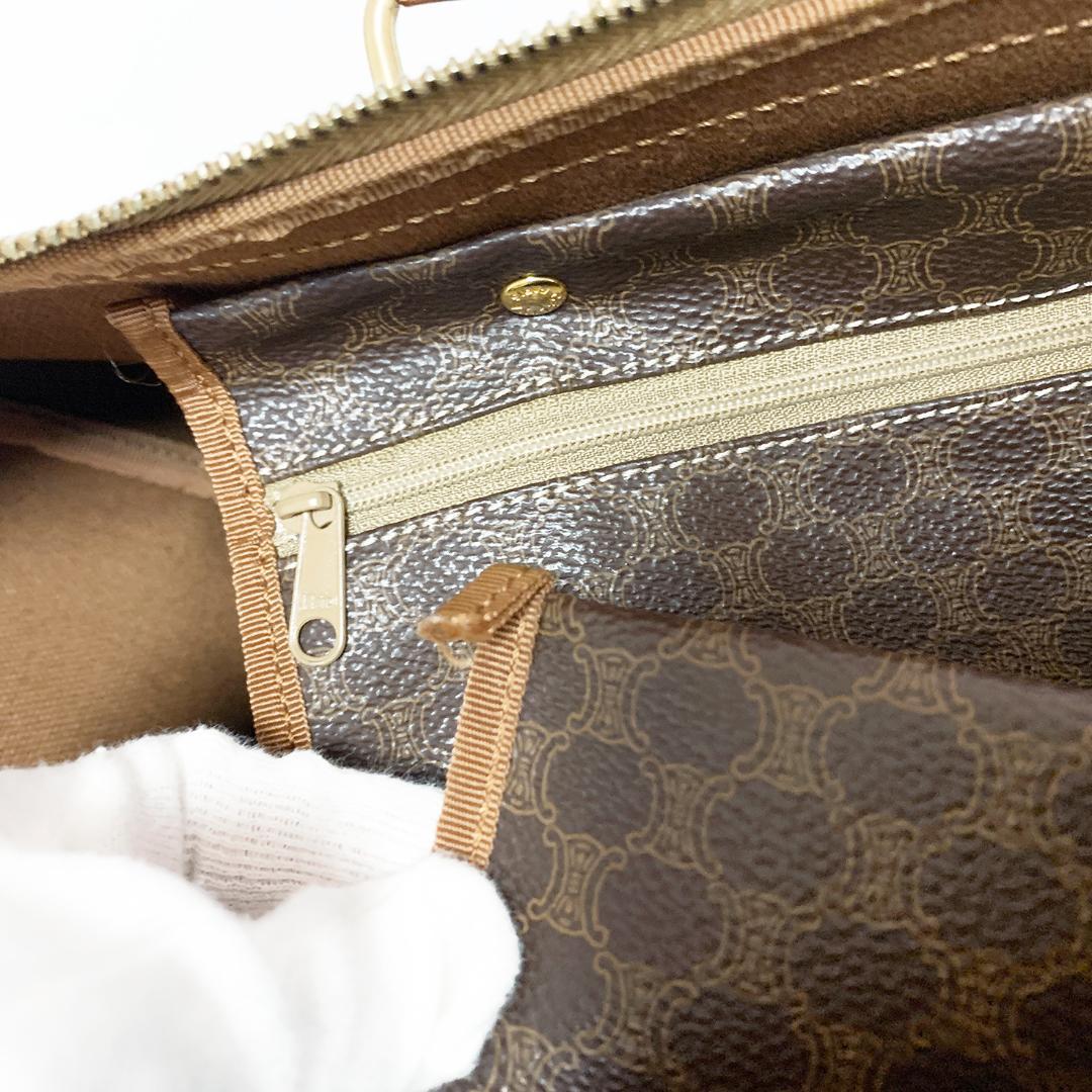 CELINE ボストンバッグ マカダム柄 PVC レザー ゴールド金具