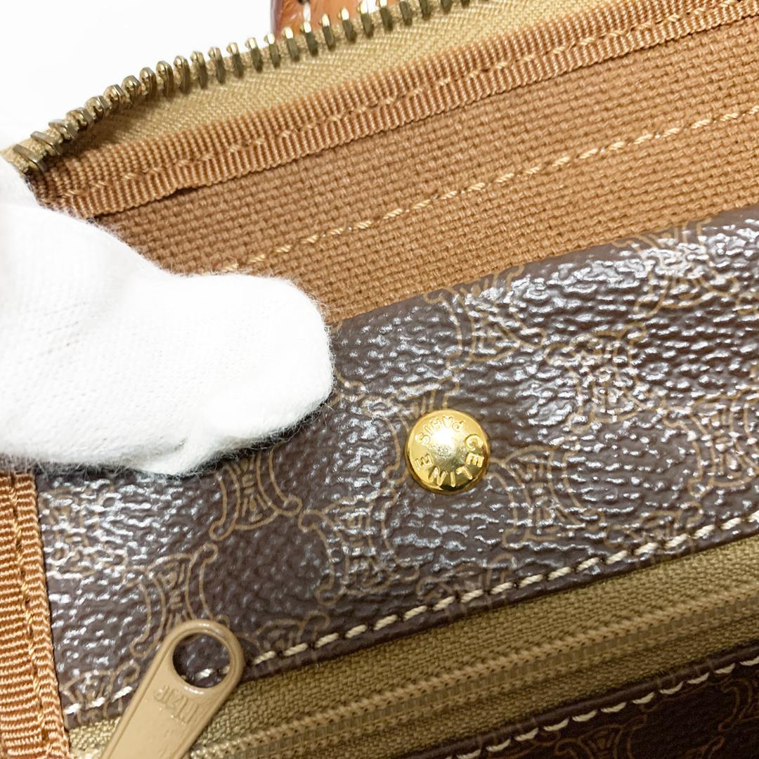 CELINE ボストンバッグ マカダム柄 PVC レザー ゴールド金具