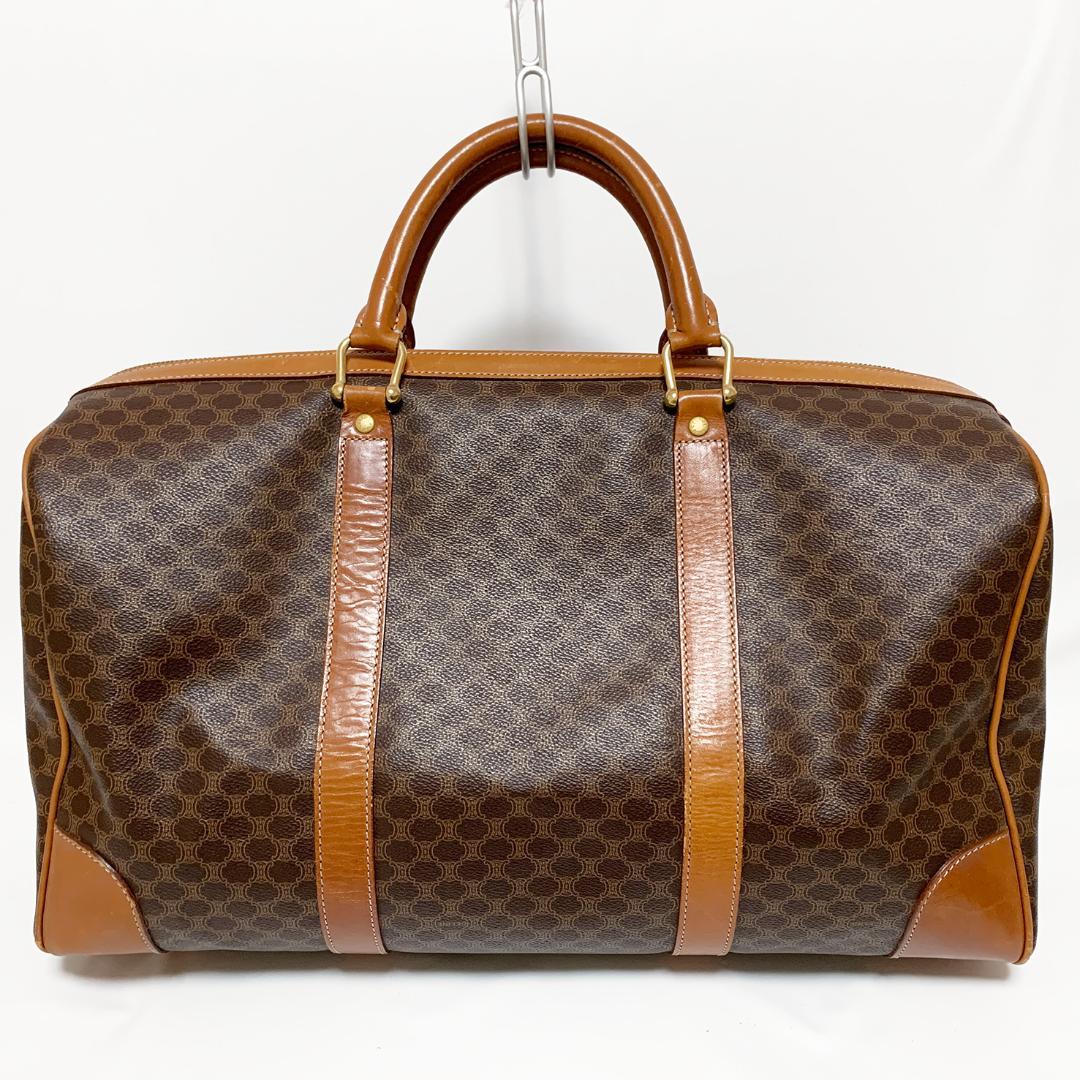 CELINE ボストンバッグ マカダム柄 PVC レザー ゴールド金具