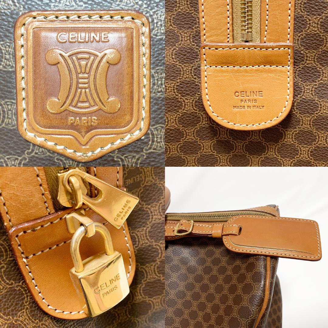 CELINE ボストンバッグ マカダム柄 PVC レザー ゴールド金具