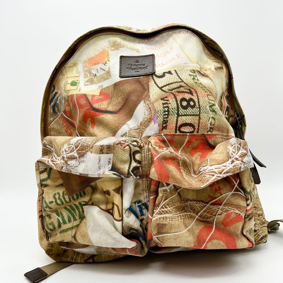 ヴィヴィアンウエストウッド オーブ キャンバス 総柄 レザー リュック