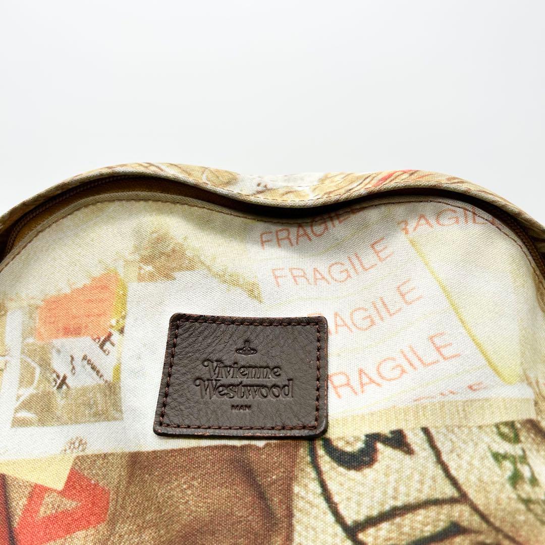 ヴィヴィアンウエストウッド オーブ キャンバス 総柄 レザー リュック