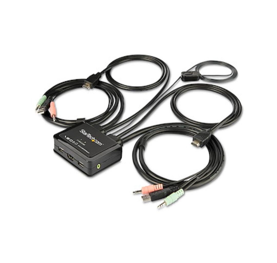 2ポートHDMI コンパクトデュアルポート 本体一体型1.5mケーブル