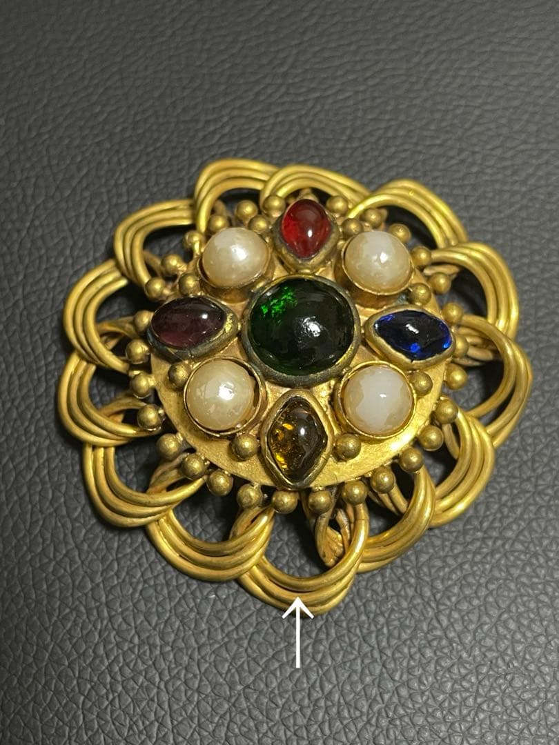 【リナ】CHANEL gripoix vintage ブローチ★超レア★グ