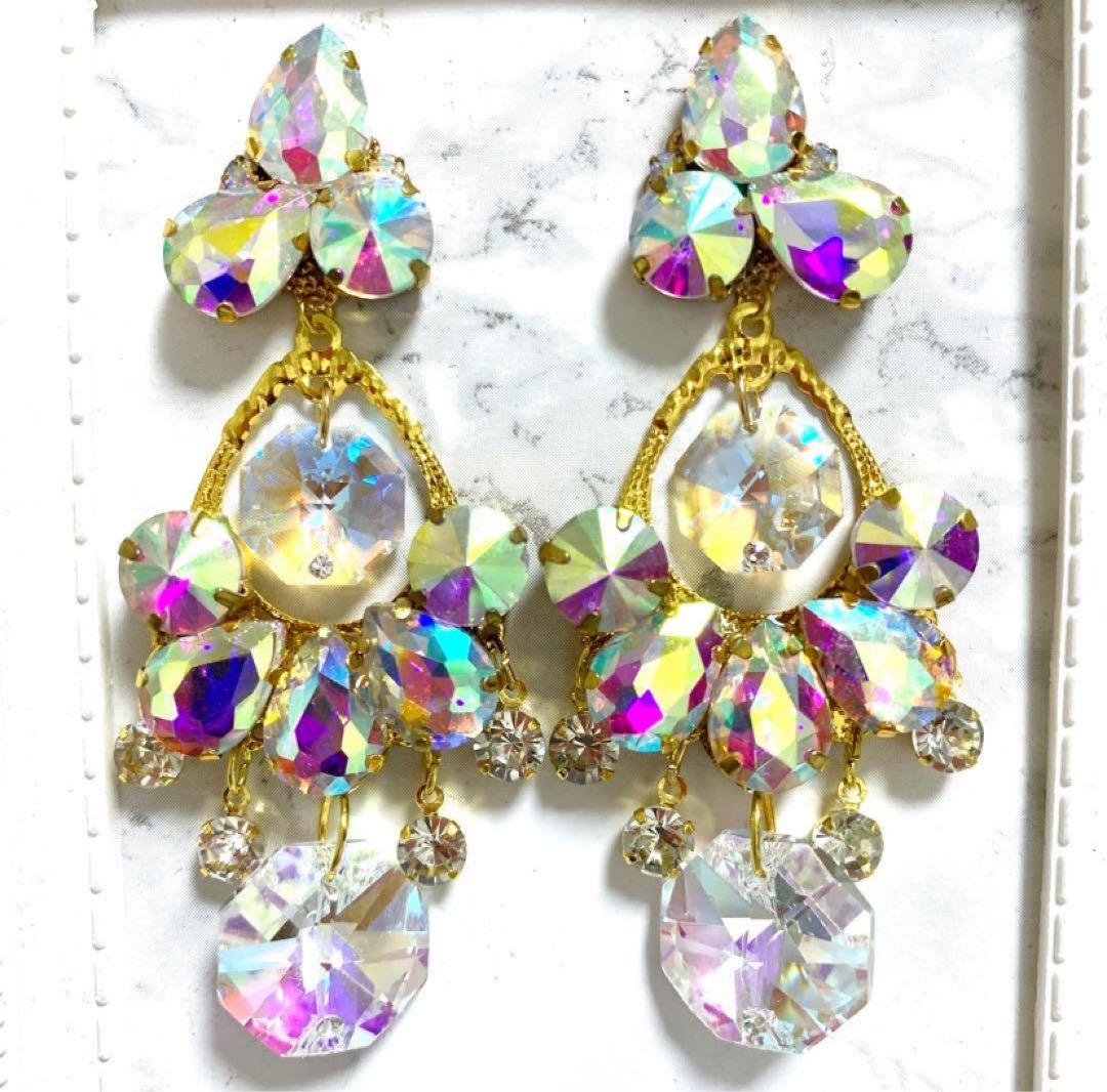 meitel99 様A440♡スワロフスキー　特殊　幻想グリーン　ビジューピアス