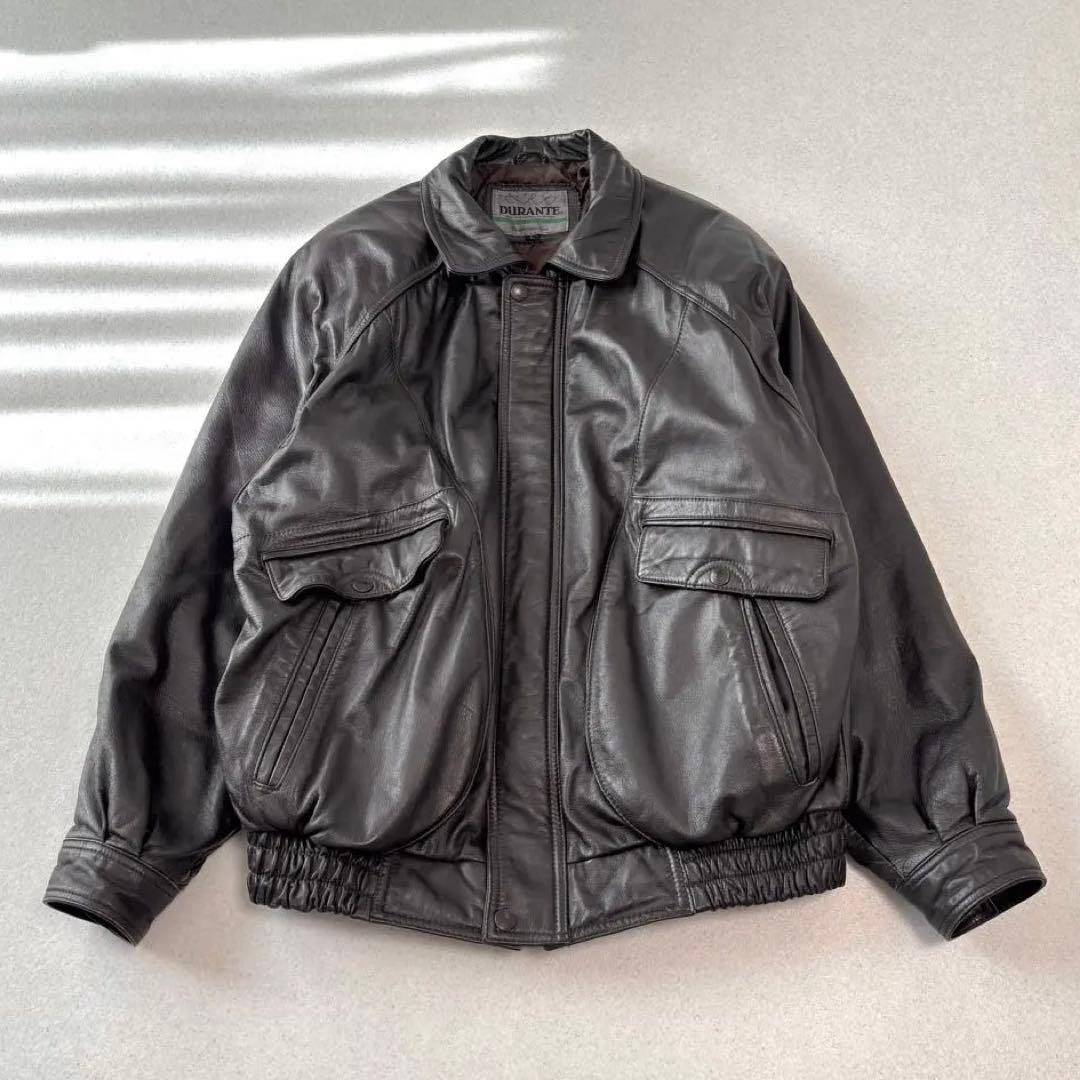 vintage leather jacket A-2 brown L 本革 短丈