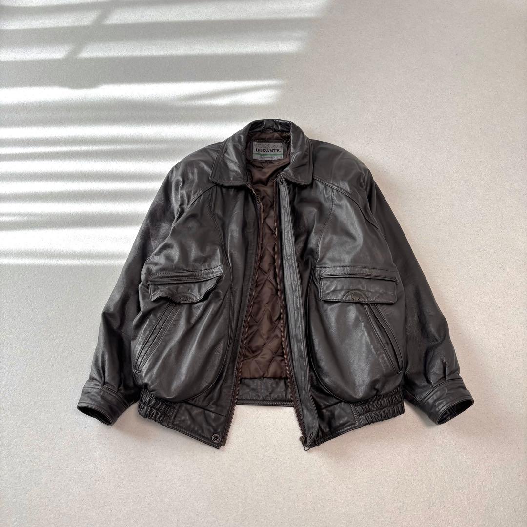 vintage leather jacket A-2 brown L 本革 短丈