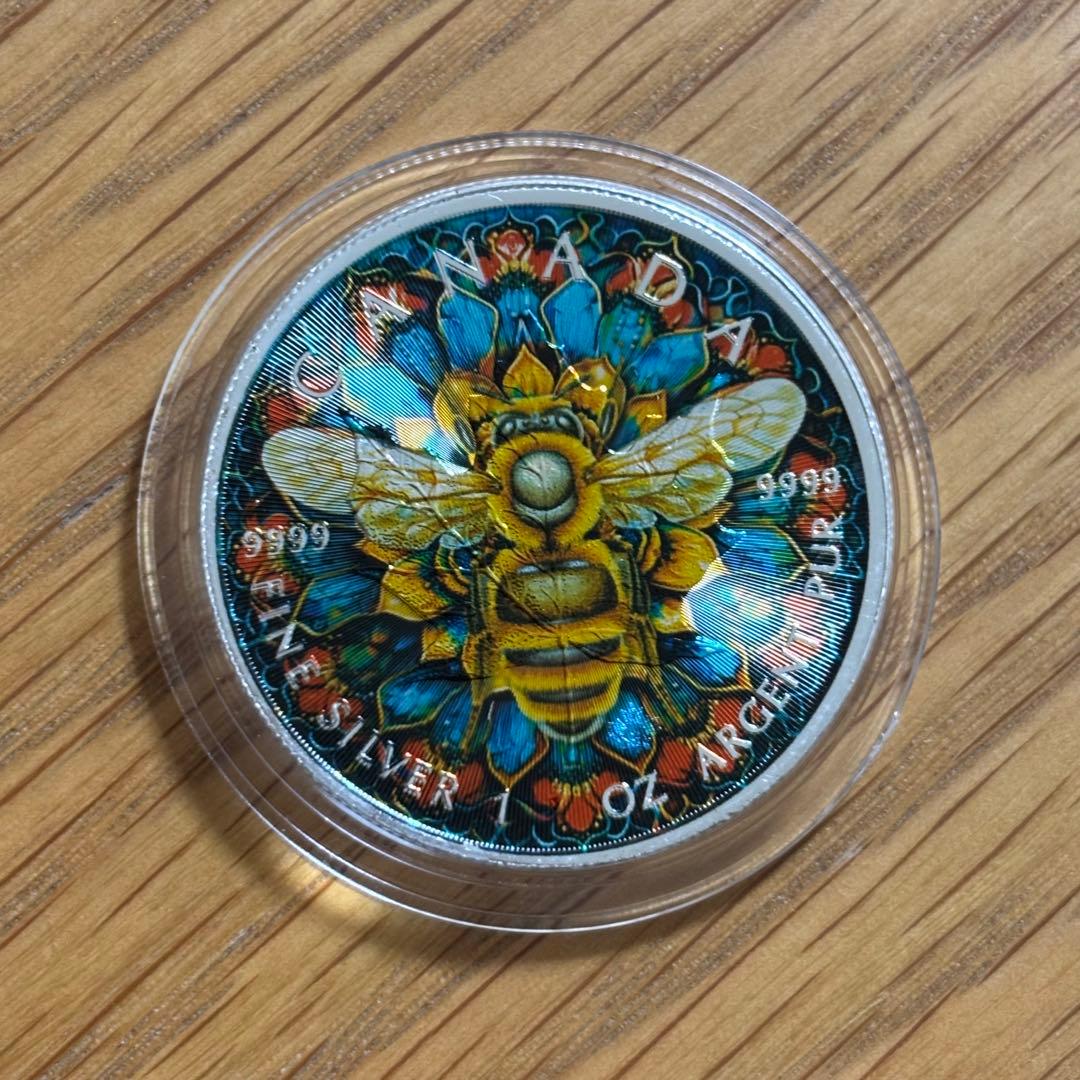 【世界限定100枚】メイプル銀貨 ミツバチ 蜜蜂 曼荼羅 2024 1オンス