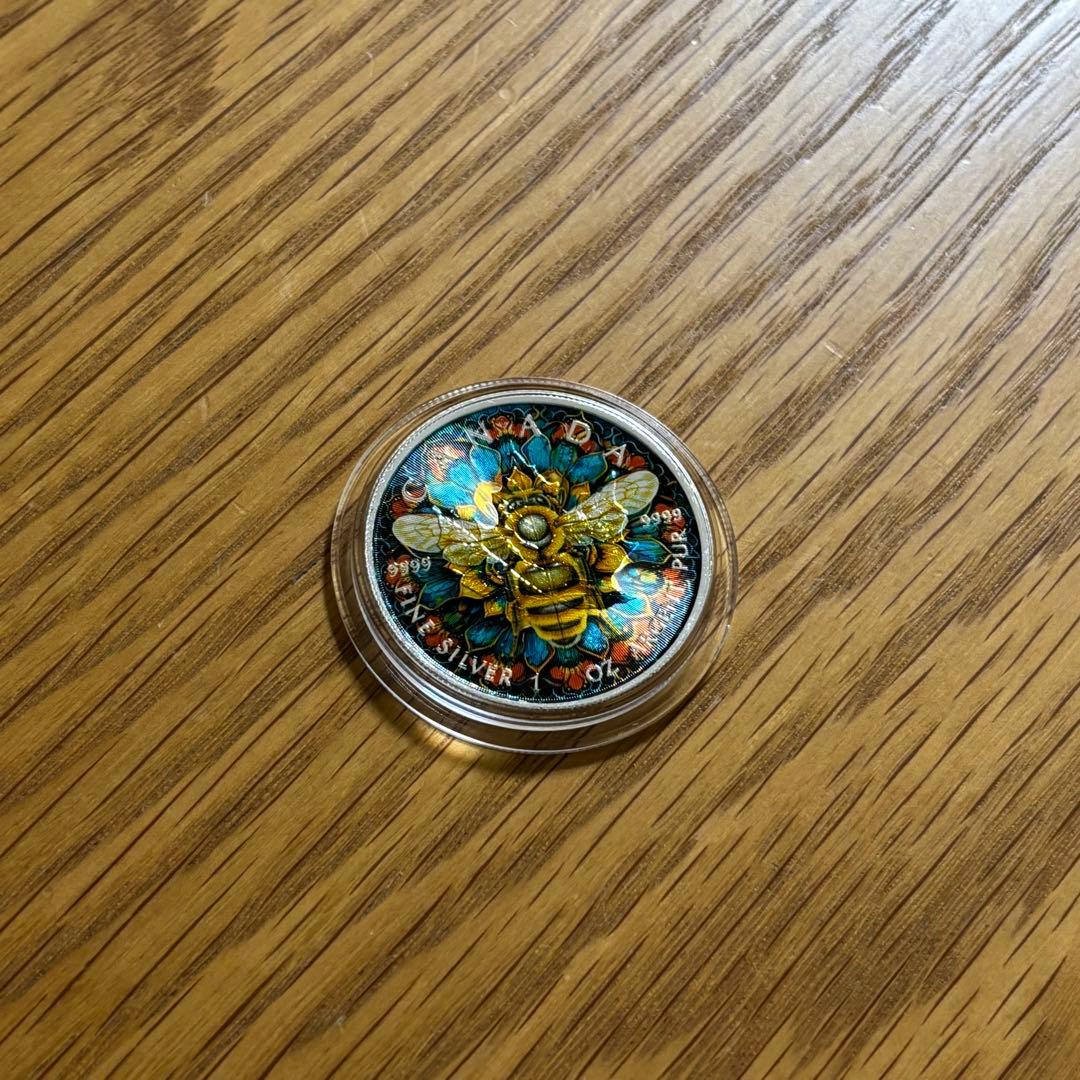 【世界限定100枚】メイプル銀貨 ミツバチ 蜜蜂 曼荼羅 2024 1オンス