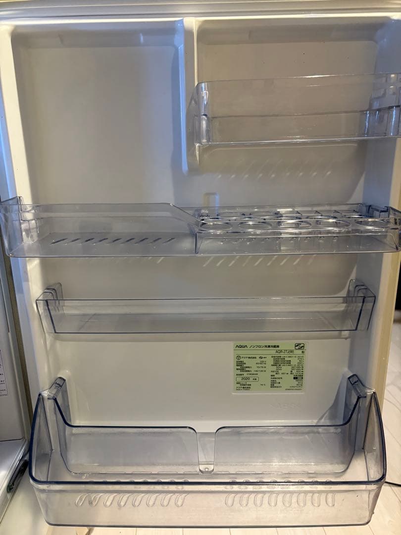 アクアAQUA ホワイト冷蔵庫2020年製　AQR-27J(W) 272L