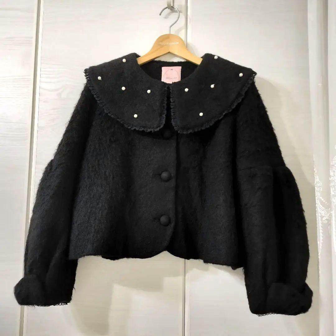 ■Maria pipi パールカラーシャギーショートコート ブラック マリアピピ