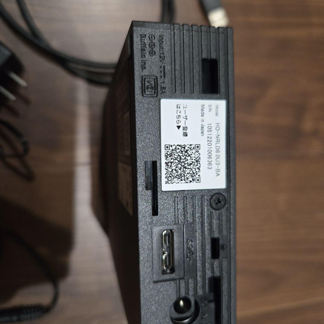 バッファロー　HD-NRLD8.0U3-BA　外付けハードディスク ９８時間