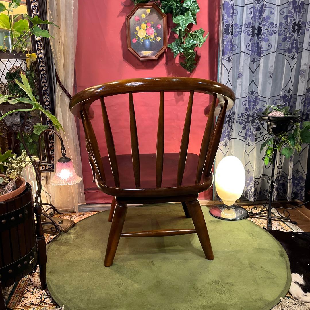 L３　オールドヴィンテージ 柏木工 ３６０度回転　ブナ無垢材　アームチェア