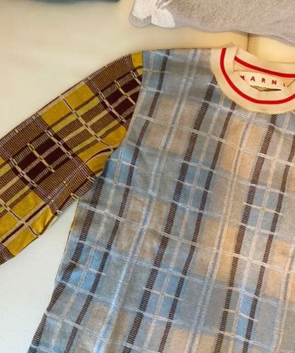 専用さま…美品マルニ　ニット　セーター　クルーネック　コットンリブ編み　チェック