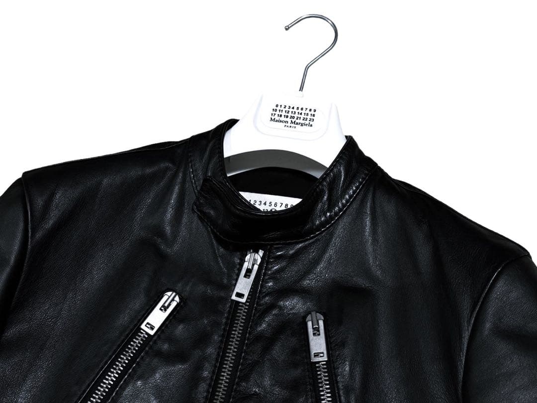 16ss 44 マルジェラ 5ZIP 八の字 カーフ ライダースジャケット 44