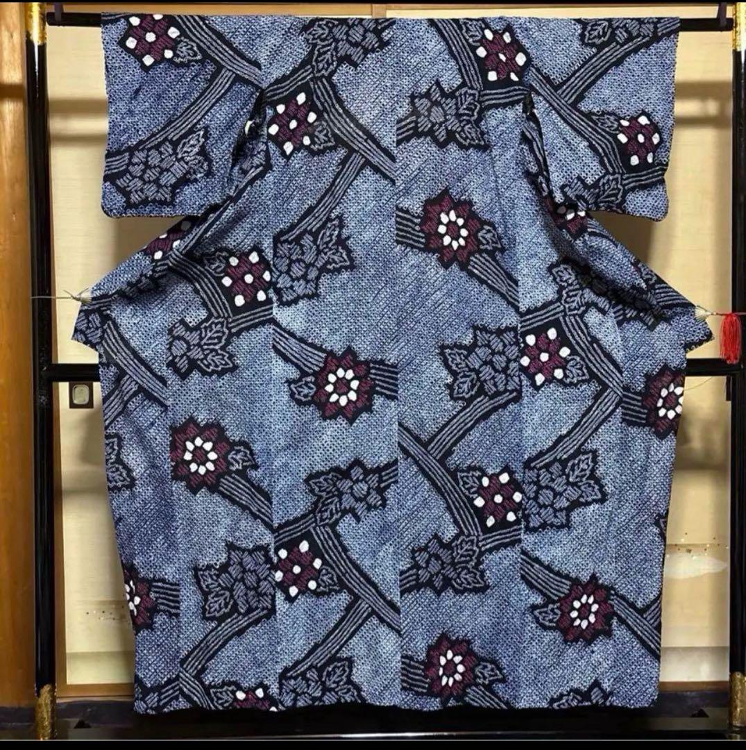 有松鳴海絞りフルセット5点 高級浴衣+半幅帯+帯締め+帯揚げ+帯留め