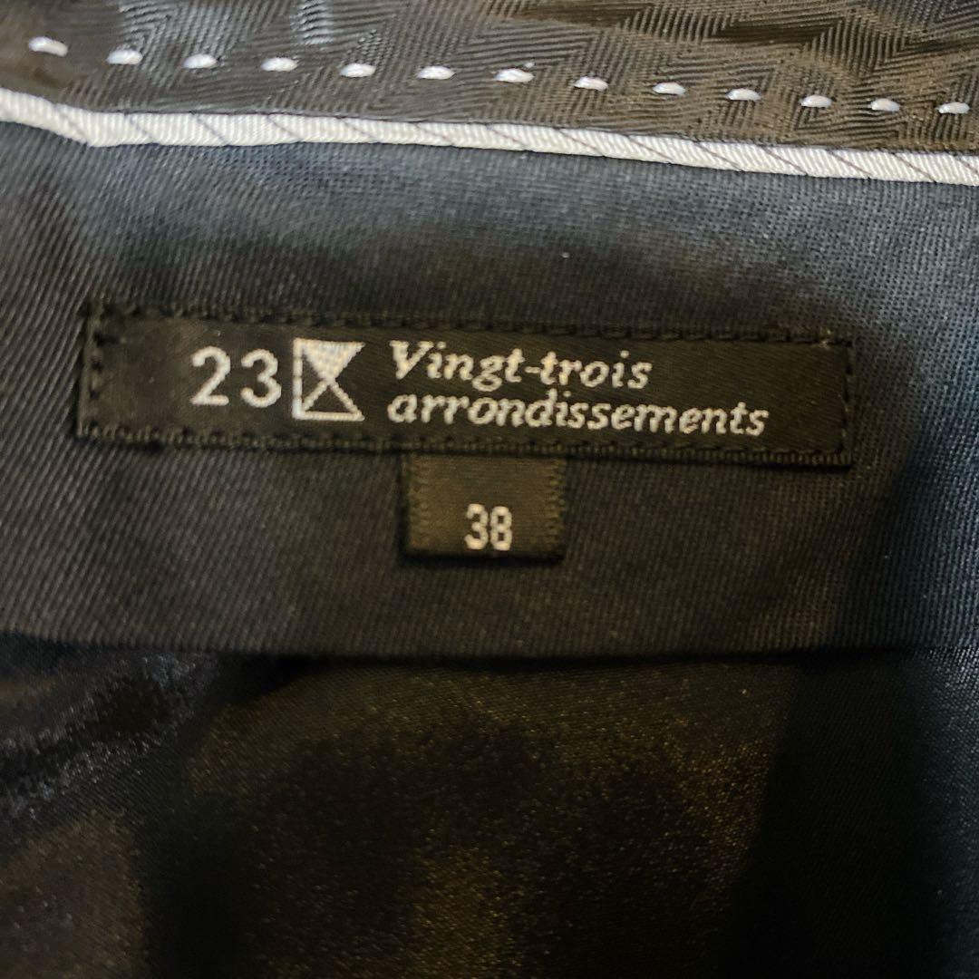 【美品♡】23区 パンツ セットアップ スーツ ブラック ウール ストライプ M