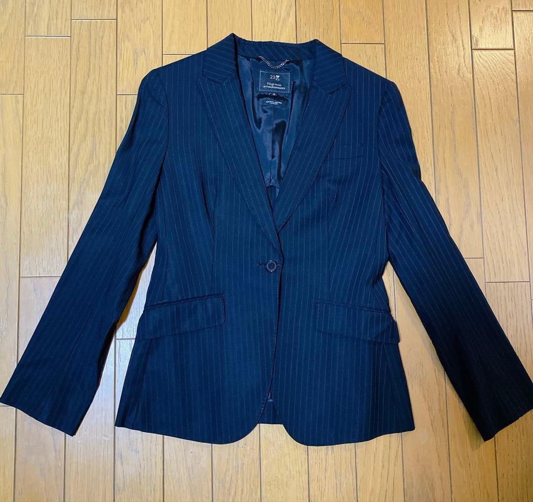 【美品♡】23区 パンツ セットアップ スーツ ブラック ウール ストライプ M