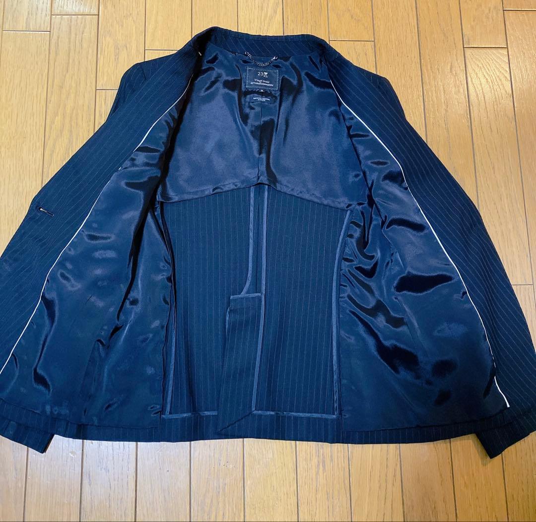 【美品♡】23区 パンツ セットアップ スーツ ブラック ウール ストライプ M