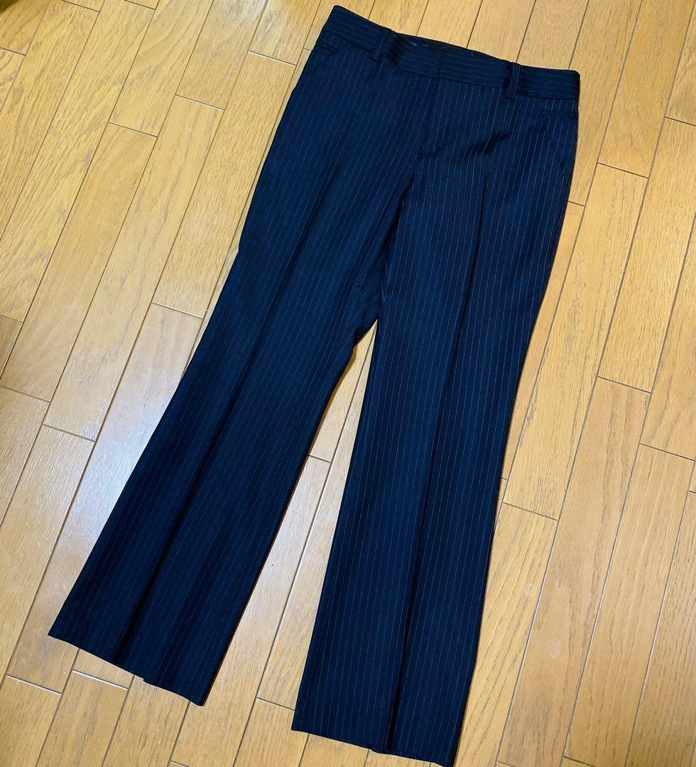【美品♡】23区 パンツ セットアップ スーツ ブラック ウール ストライプ M