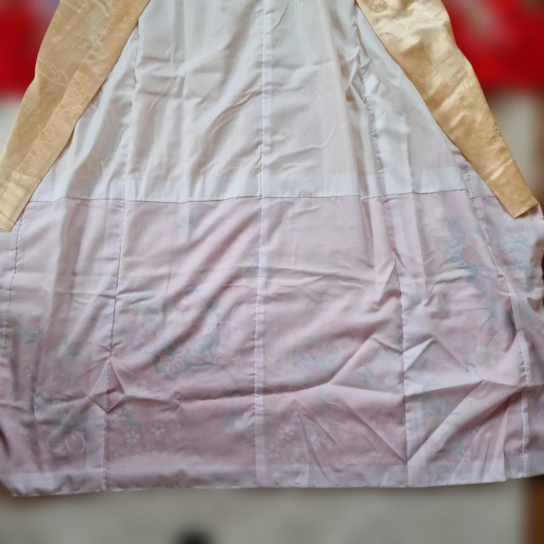 七五三　七歳用正絹着物と作り帯、小物セット中古品