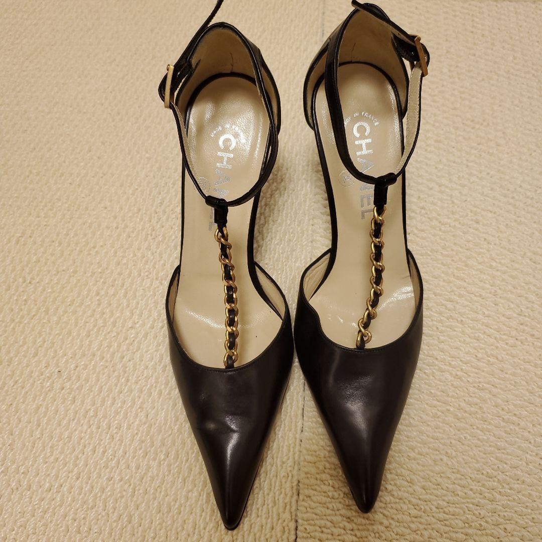 CHANEL 黒 ハイヒール ポインテッドトゥ