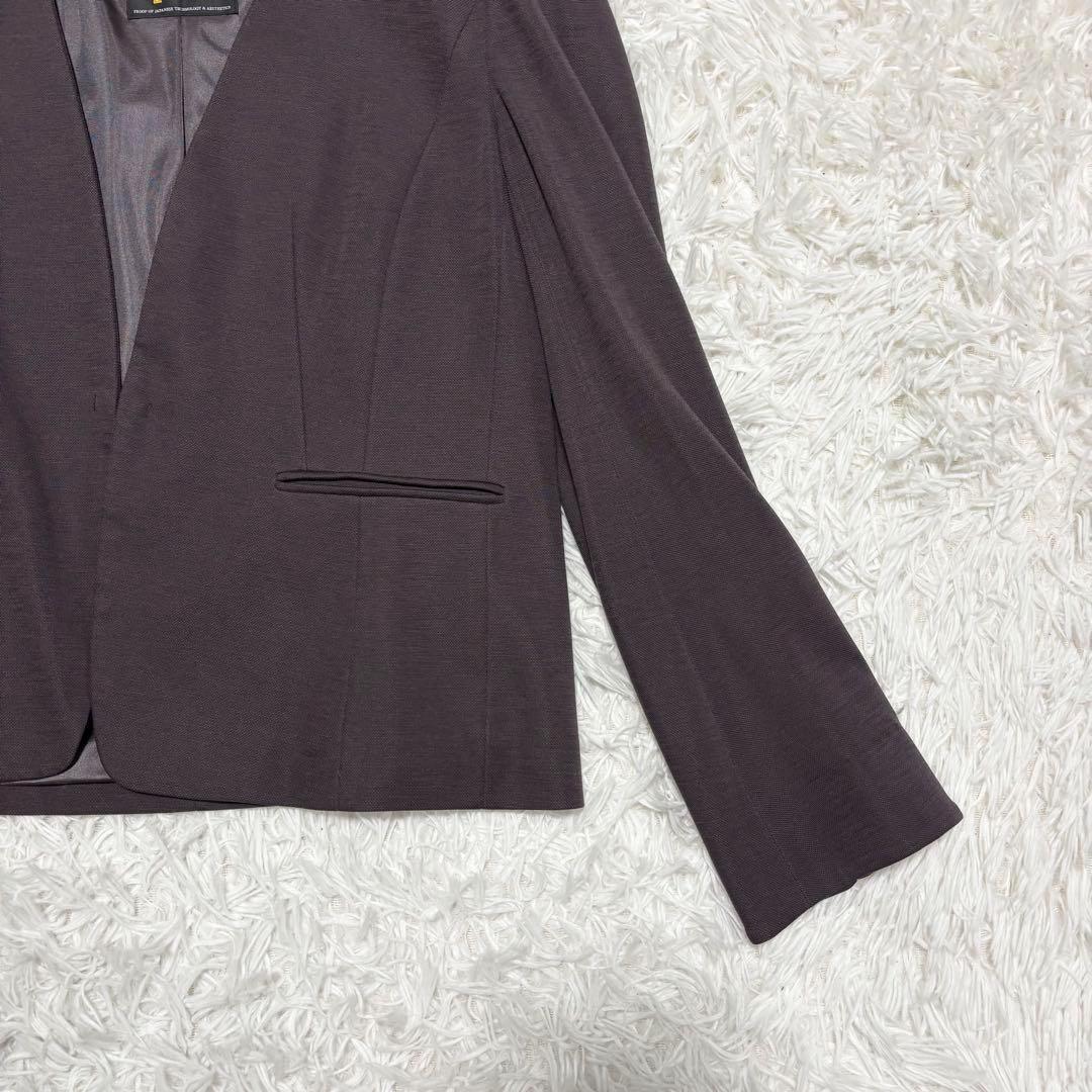 ✨極美品 13/大きいサイズ✨リフレクト パンツスーツ ノーカラー ストレッチ性