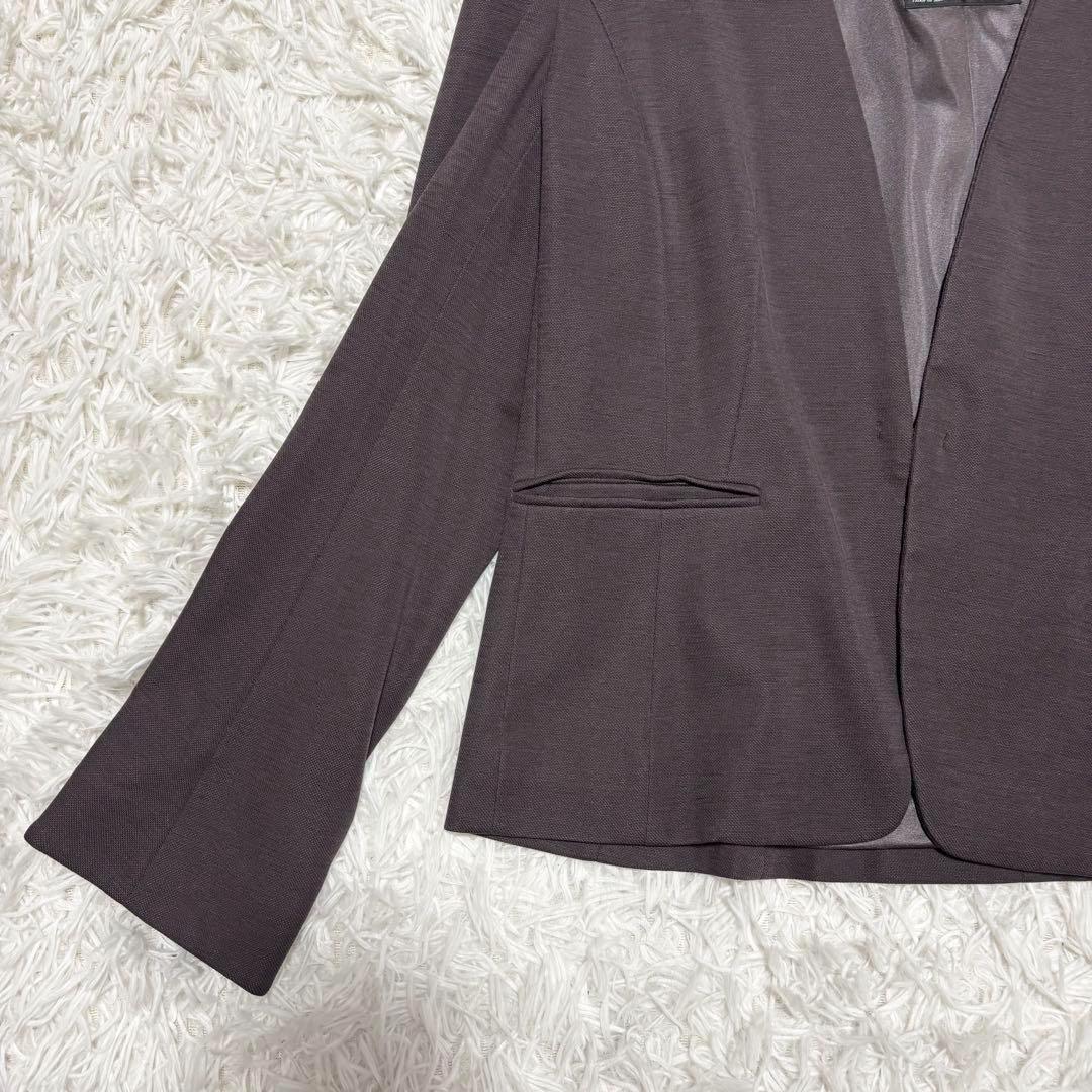 ✨極美品 13/大きいサイズ✨リフレクト パンツスーツ ノーカラー ストレッチ性