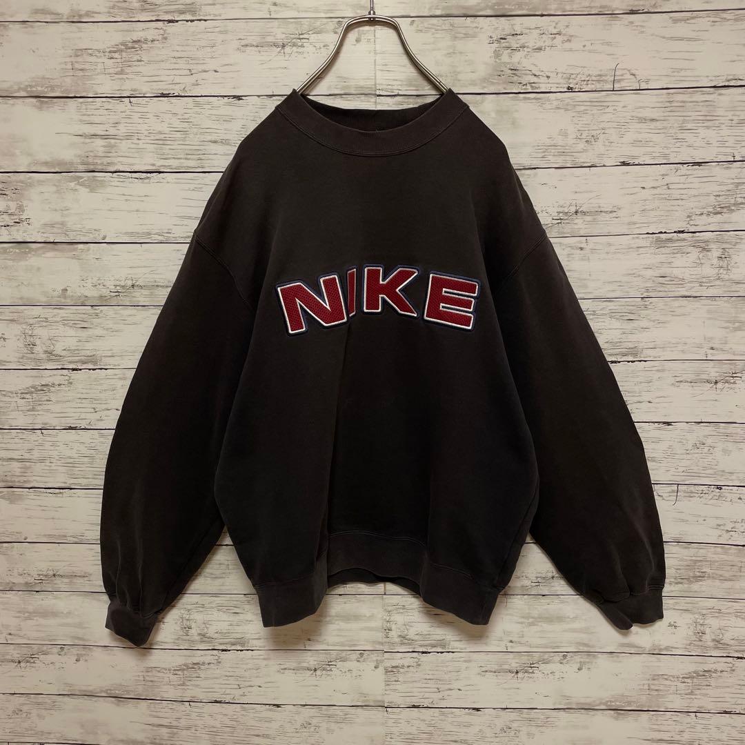 993【人気Lサイズ】ナイキ♤刺繍ビッグロゴ　90s 銀タグ　希少　スウェット