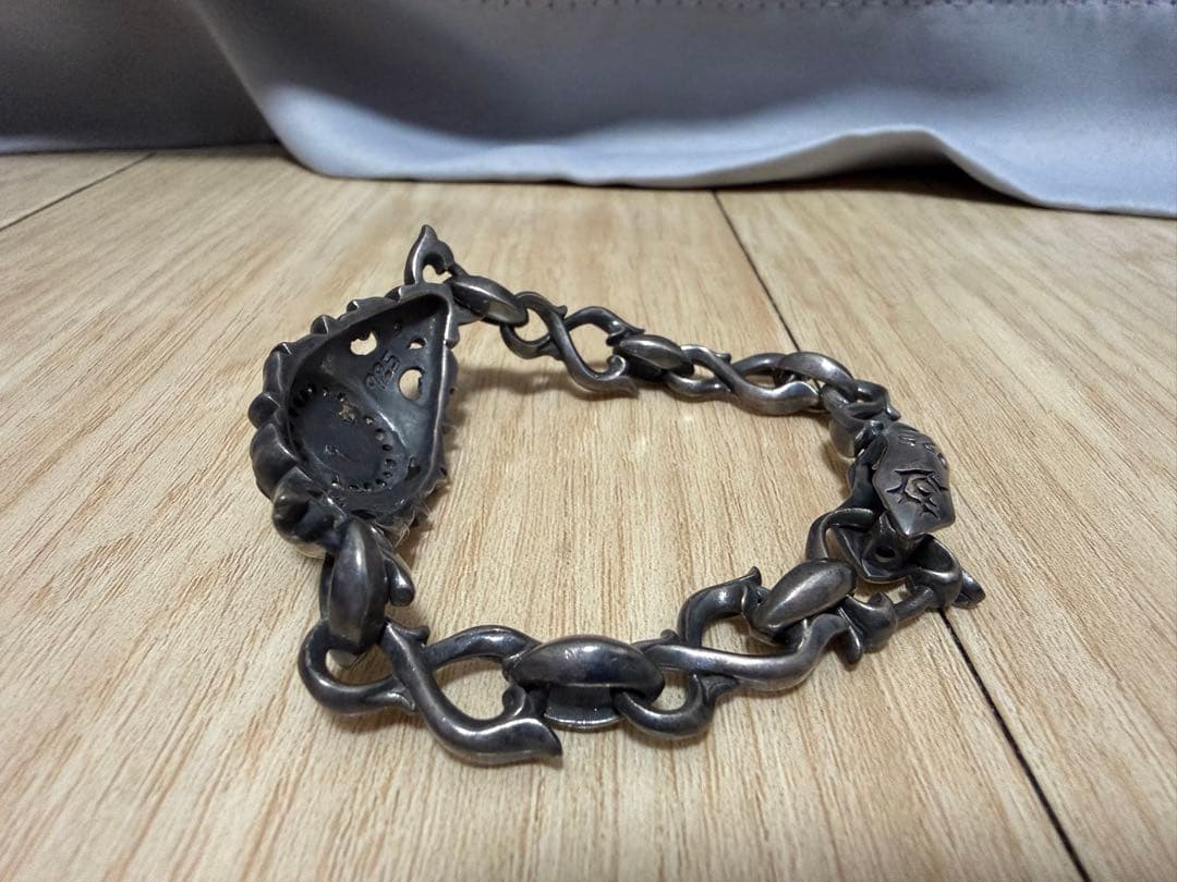 SV925 スカル ブレスレット ゴシック 重厚 チェーン シルバー925