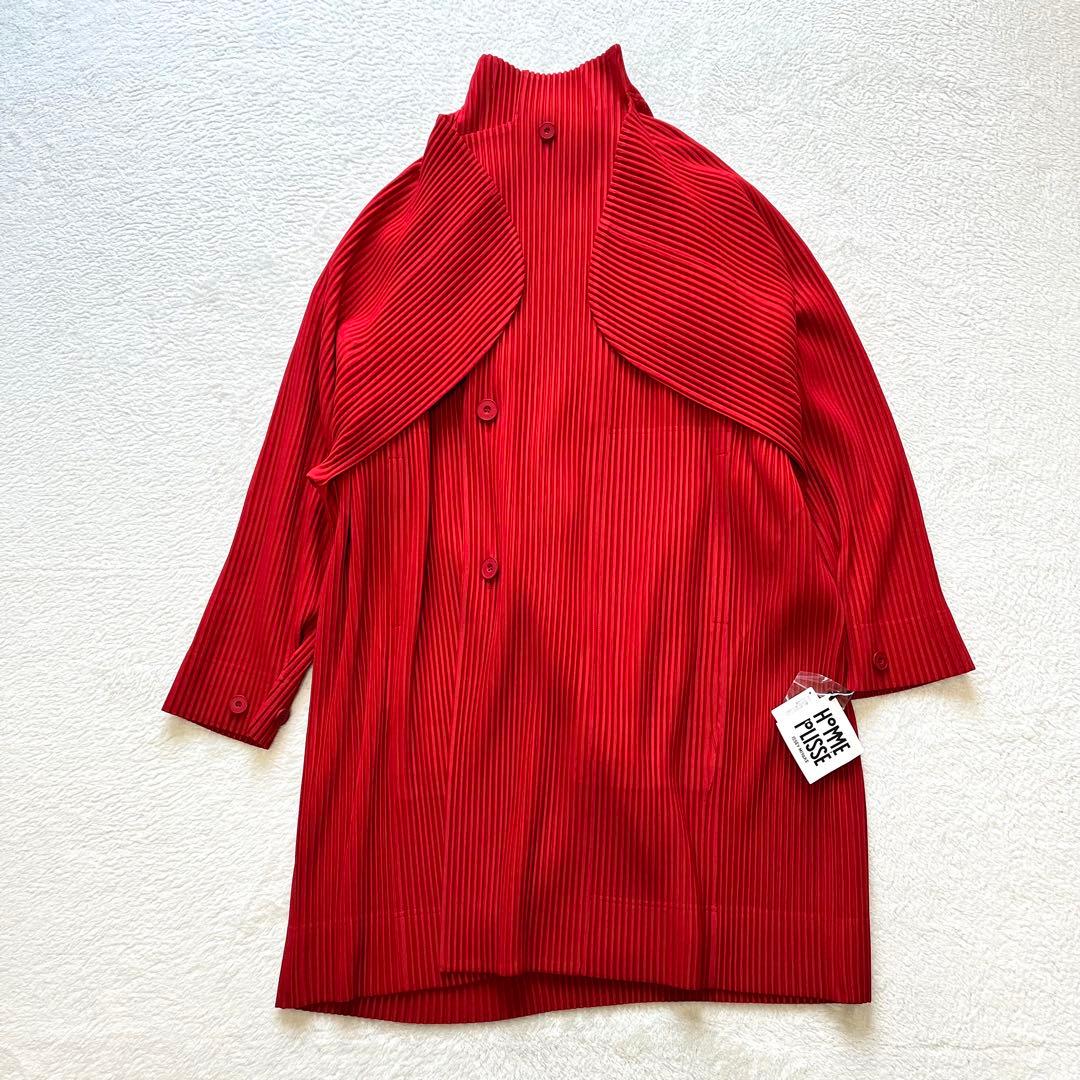 新品 未使用✨26SS オムプリッセ イッセイミヤケ　サイズ３　レッド