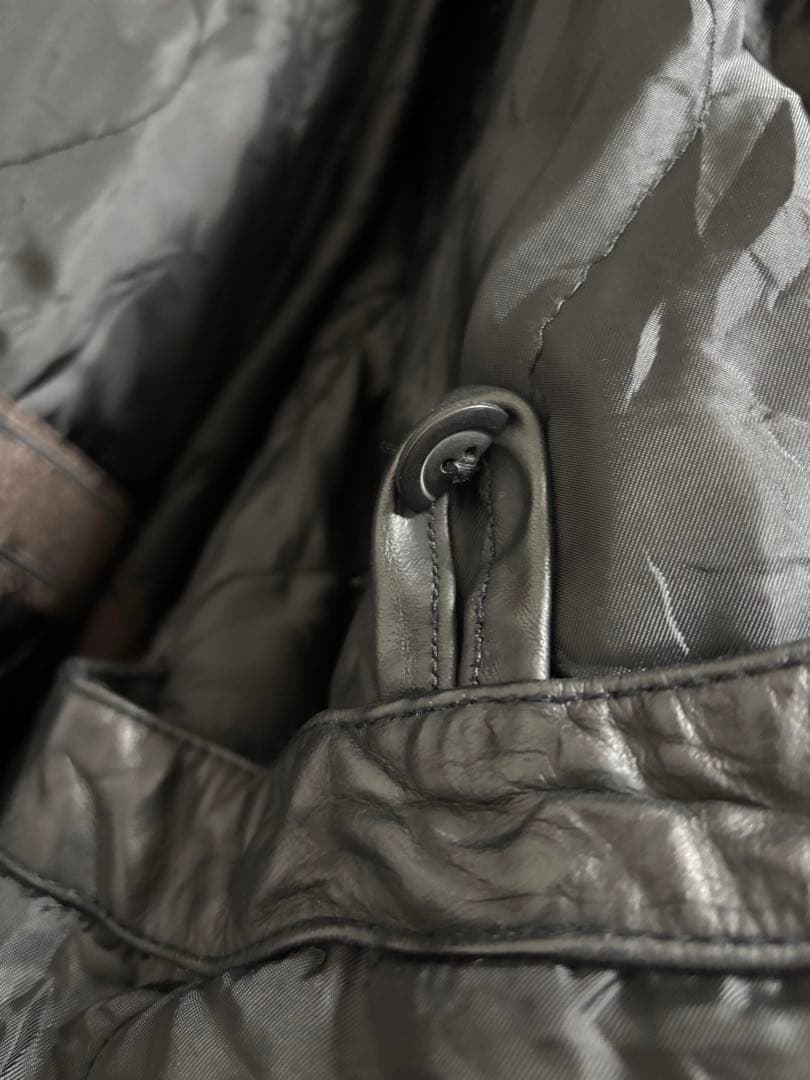 【名作】90s-00s OLD GAP 牛革 レザーカーコート ブラック XL