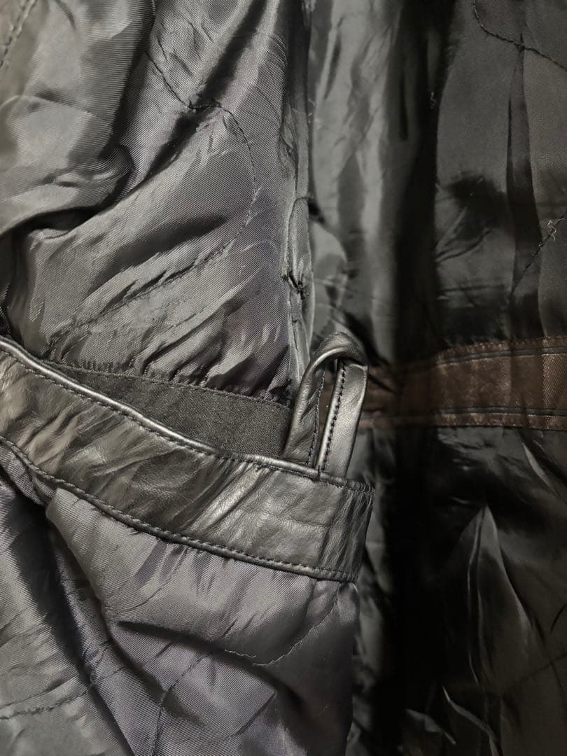 【名作】90s-00s OLD GAP 牛革 レザーカーコート ブラック XL