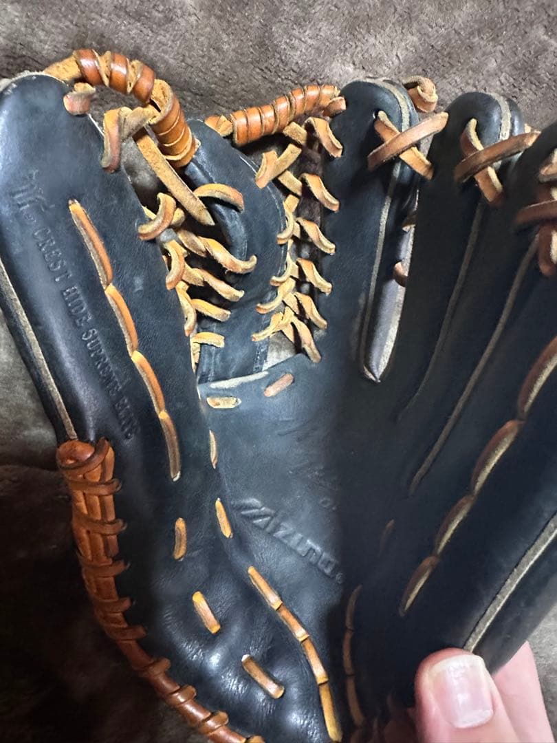 【中古】ミズノプロ　 一般硬式　外野　オーダー　ビッグM 刺繍あり