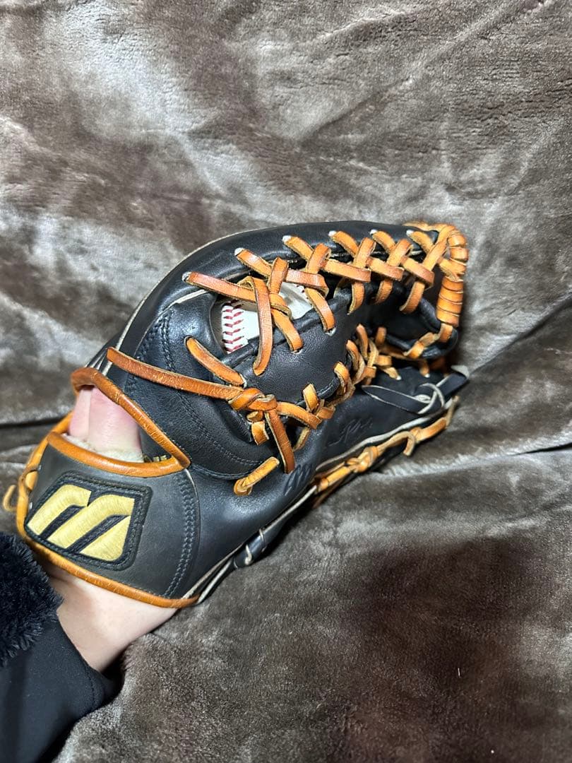 【中古】ミズノプロ　 一般硬式　外野　オーダー　ビッグM 刺繍あり