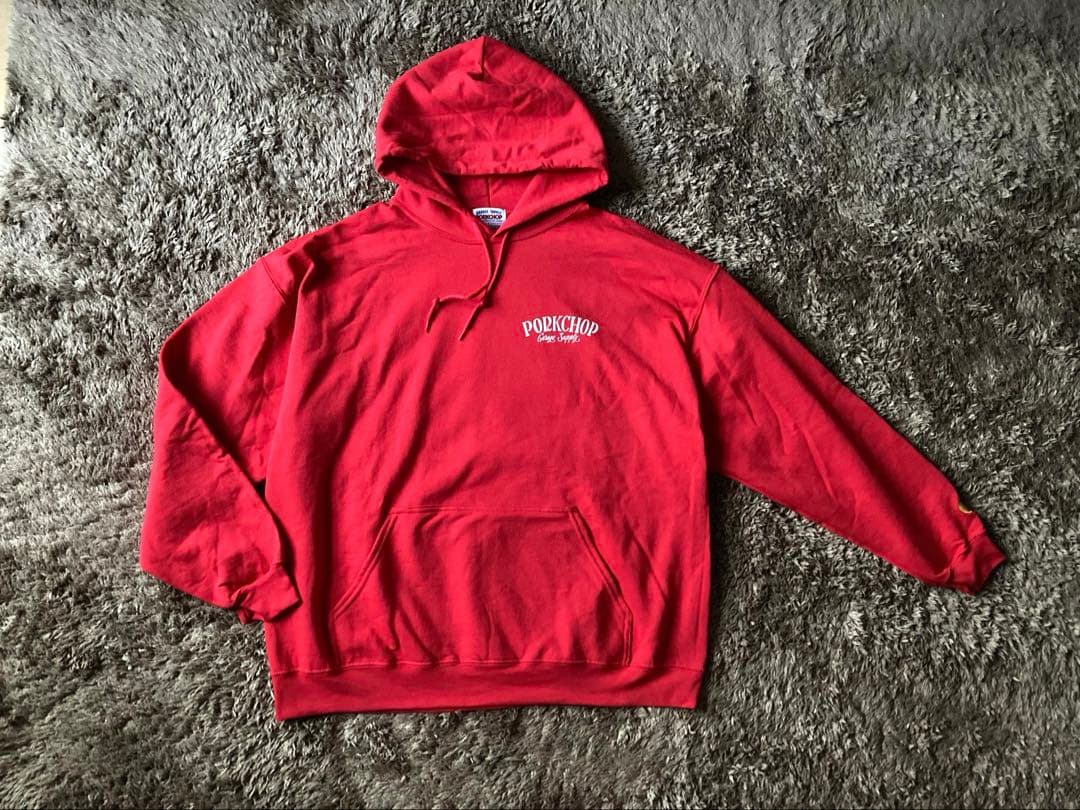美品☆ PORKCHOP ポークチョップ パーカー フーディ L 赤 キムタク