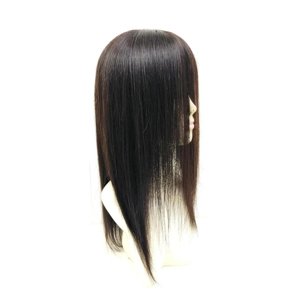 総手植え全頭かつら 人毛100%EM-50001ダークブラウン Sサイズ 医療用