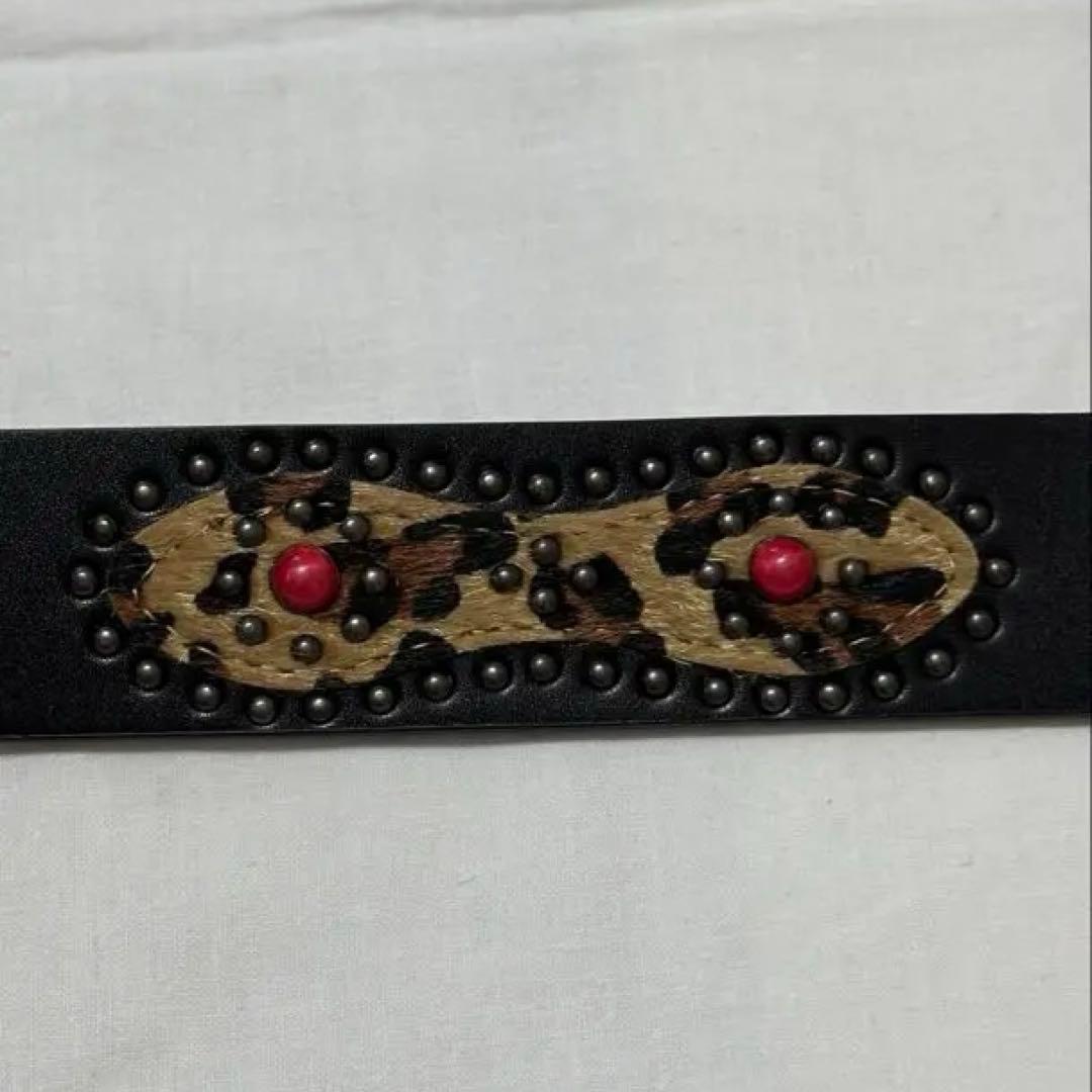 ABRAHAM HTC似　スタッズベルト　レオパード　ブラック