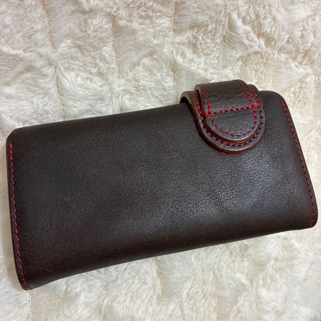 アルズニ　ALZUNI ダークブラウン レザー 長財布　バイカーズウォレット