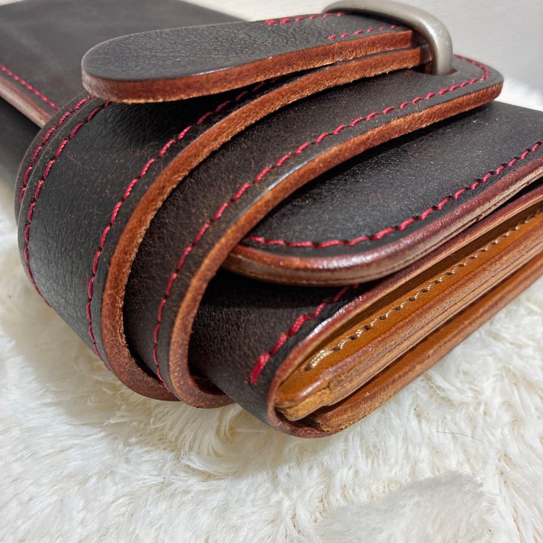 アルズニ　ALZUNI ダークブラウン レザー 長財布　バイカーズウォレット