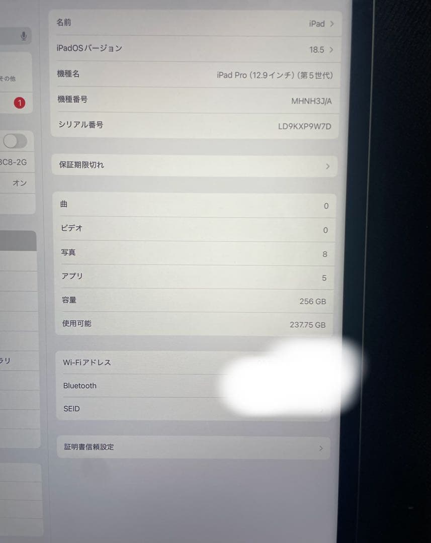 iPad Pro 12.9インチ第5世代256GB