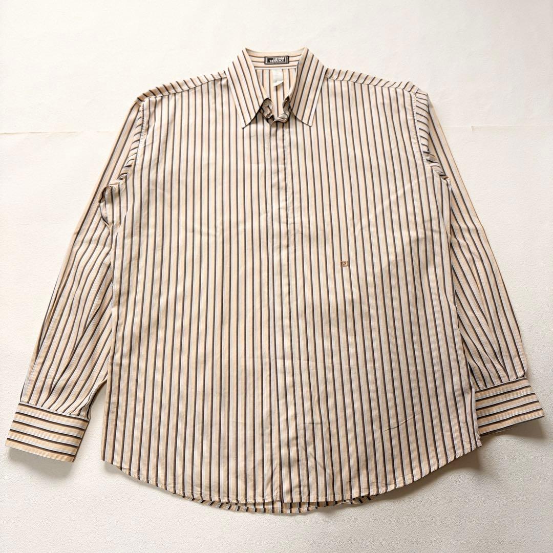 VERSACE イタリア製 ストライプ ロングスリーブシャツ 長袖 L